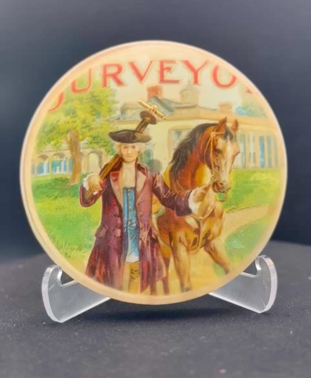 Surveyor Cigar Art Coasters | Vintage Label Artwork | Handmade Barware | Cigar Lounge | Whiskey Bar | Man Cave