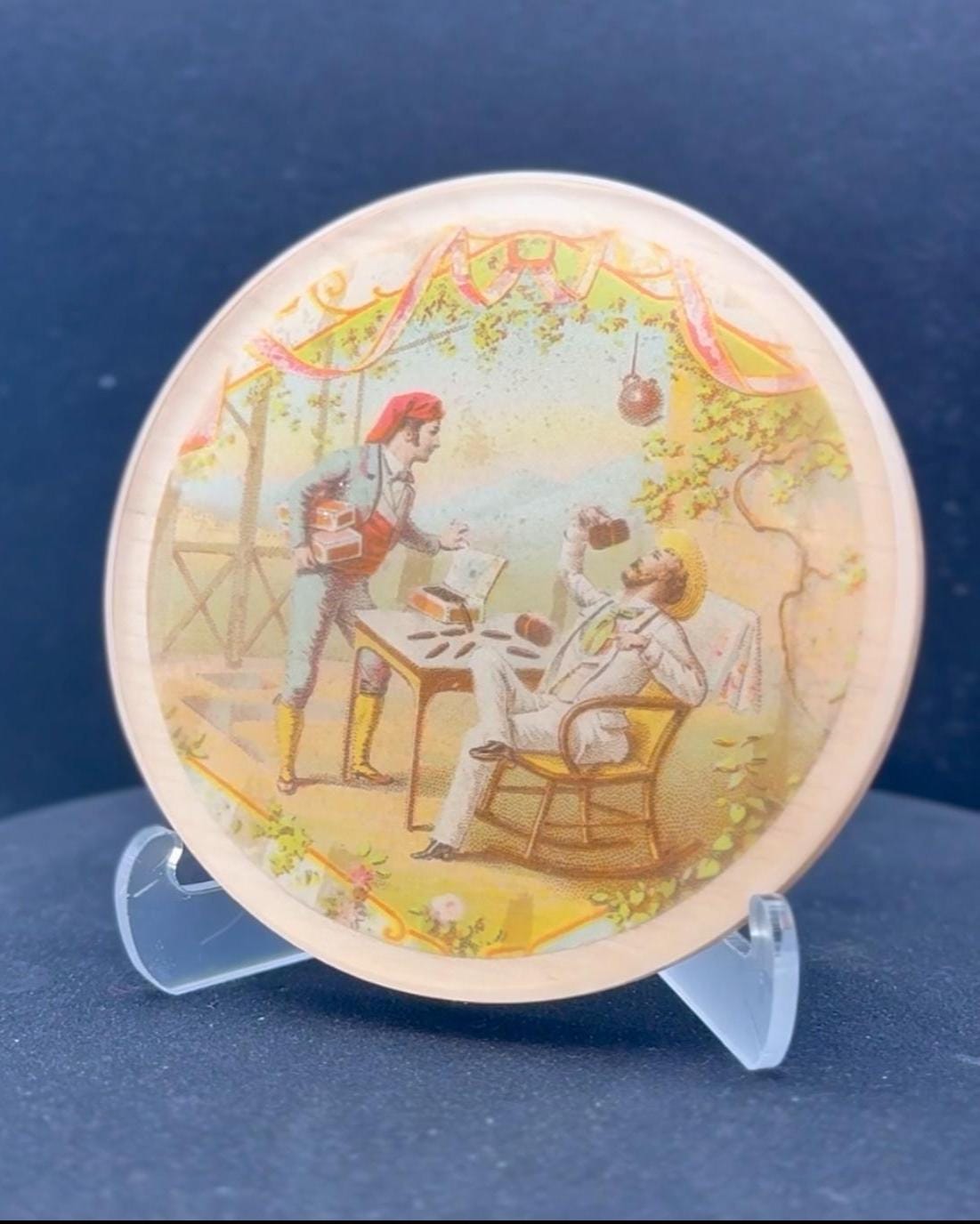 Cigar Salesman Cigar Art Coasters | Vintage Tobacco Wood Art | Handmade Lounge Decor