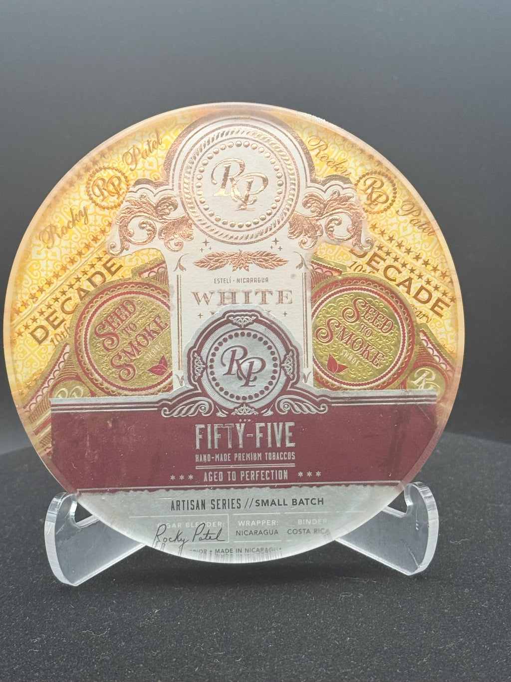 Rocky Patel Cigar Art Coasters | Contemporary Cigar Artwork | Baltic Birch Wood