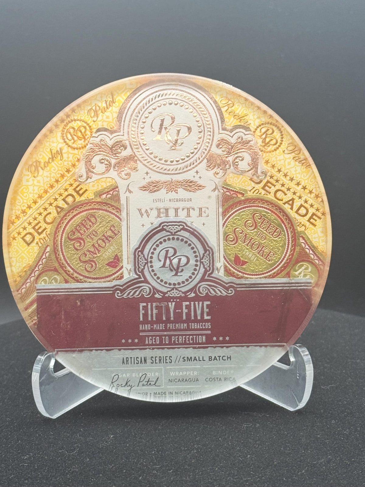 Rocky Patel Cigar Art Coasters | Contemporary Cigar Artwork | Baltic Birch Wood