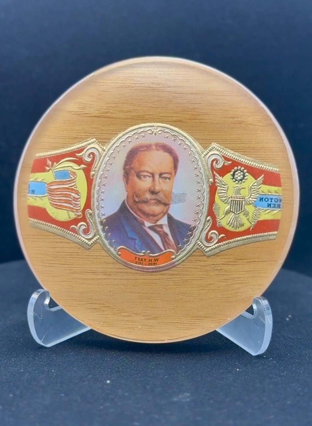 William Howard Taft Cigar Art Coasters | Presidential Decor | Cigar Lounge Barware