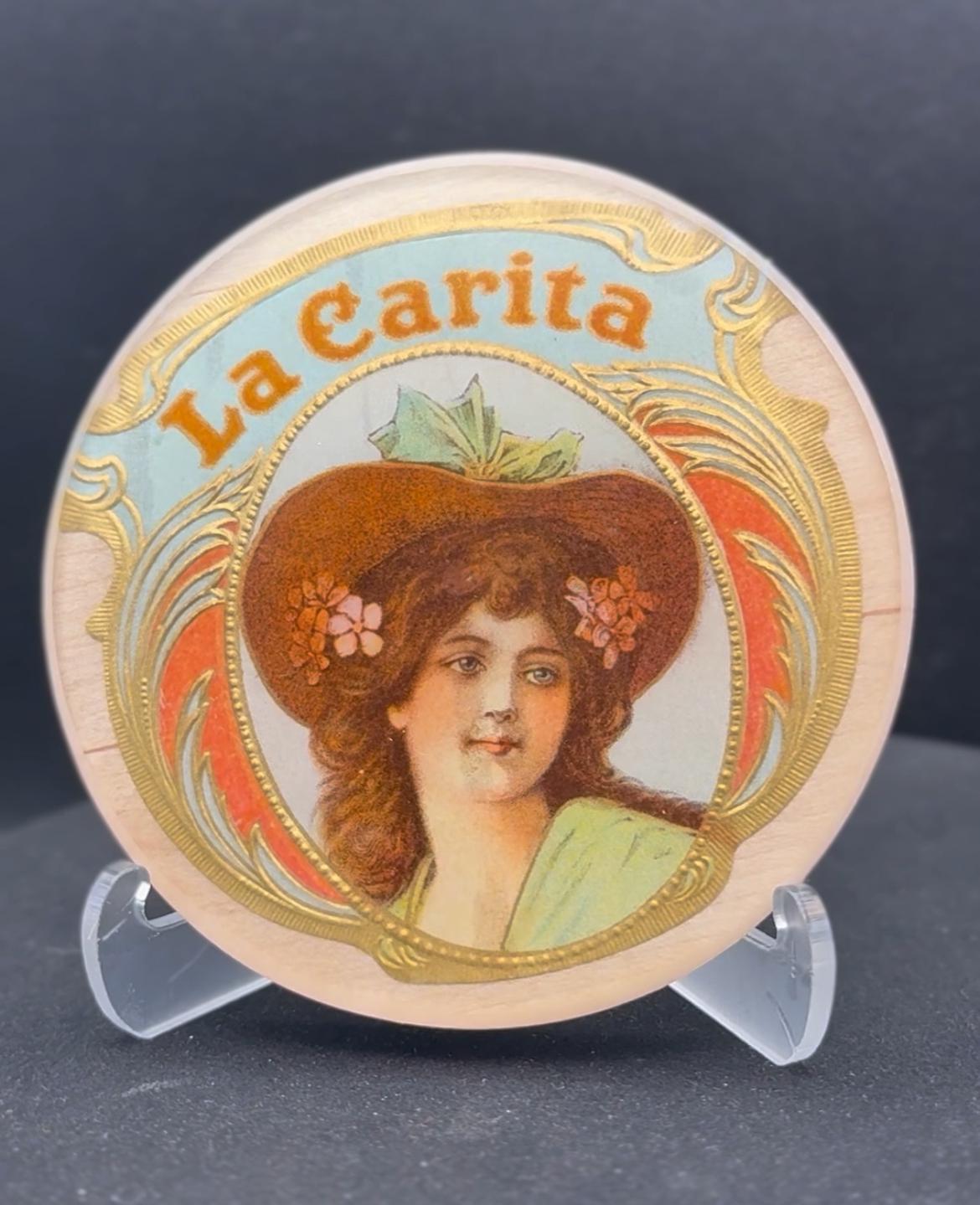 La Carita Cigar Art Coasters | Vintage Label Artwork | Handmade Barware | Bourbon Bar | Cigar Lounge