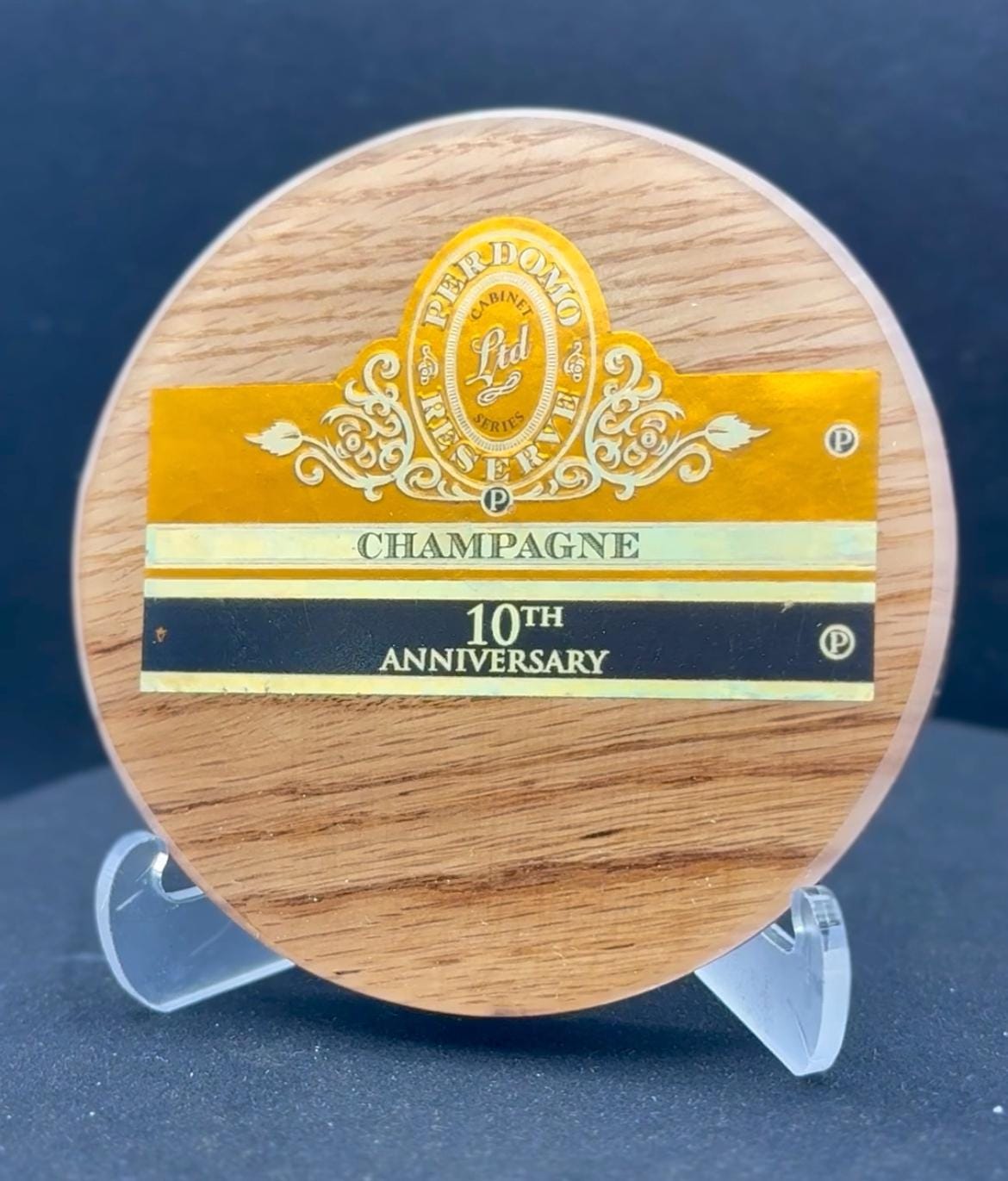 Perdomo Reserve Cigar Art Coasters | Contemporary Cigar Artwork | Oak Wood Coaster