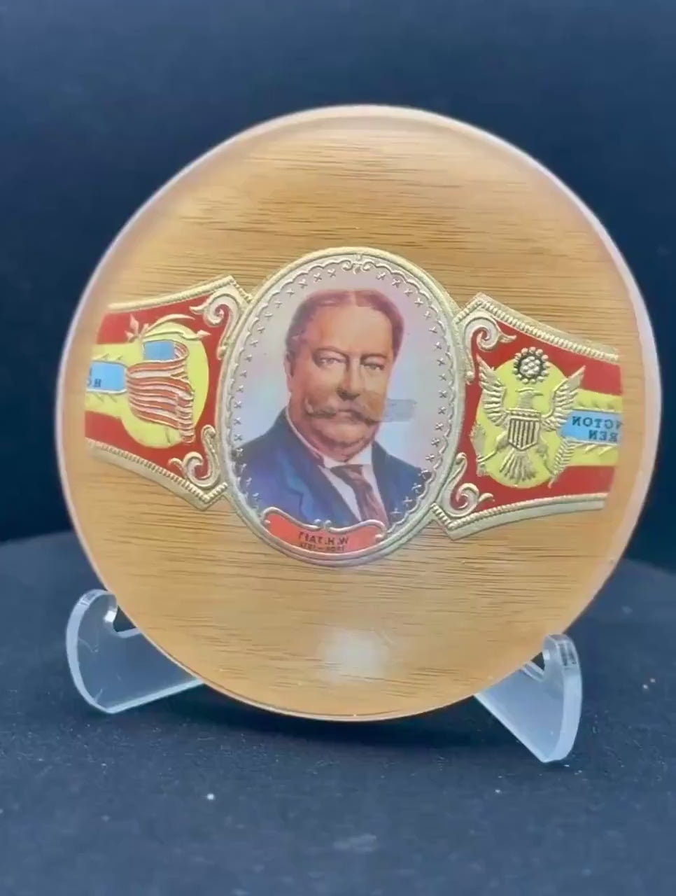 William Howard Taft Cigar Art Coasters | Presidential Decor | Cigar Lounge Barware