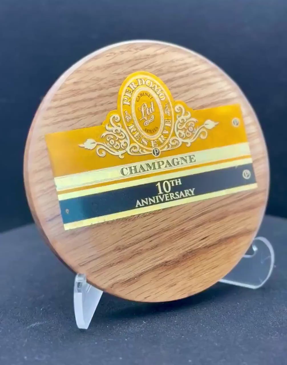 Perdomo Reserve Cigar Art Coasters | Contemporary Cigar Artwork | Oak Wood Coaster